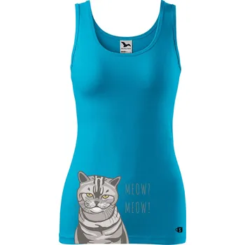 Dámské tílko s potiskem Kočka Velikost: M, Barva: Tyrkysová