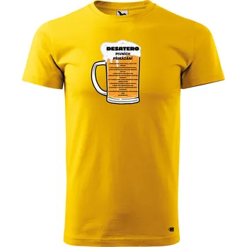 Pánské tričko s potiskem Pivní desatero Velikost: 3XL, Barva trička: Žlutá