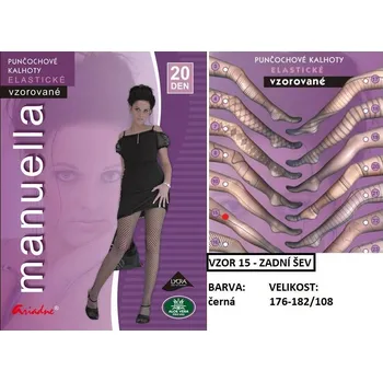 Dámské punčochy Dámské punčochové kalhoty ARIADNE MANUELLA vzor zadní šev Velikost: 176-182/108 ČERNÁ