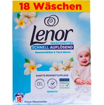 Prací prášek LENOR Baumwollblüte & Tiaré-Blume - jemný prací prášek na dětské prádlo - 18 praní 990g