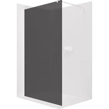 CERANO - Sprchová zástěna Walk-in Onyx Round L/P - 8 mm - kulatá vzpěra - bílá matná, grafitové sklo - 40x200 cm