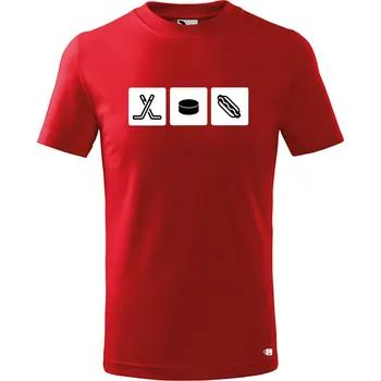 Dětské tričko s potiskem hokej Velikost: 110 /4 roky, Barva trička: Červená