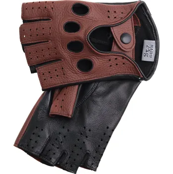 Rukavice Špongr Řidičské rukavice BOHEM BP z jelení kůže tmavý koňak / černé s podšívkou NanoAg Velikost: 7 1/2"