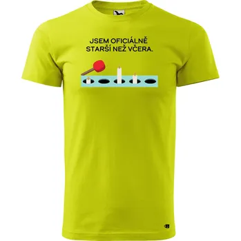 Pánské oblečení Pánské narozeninové tričko s potiskem starší než včera Velikost: L, Barva trička: Limetková