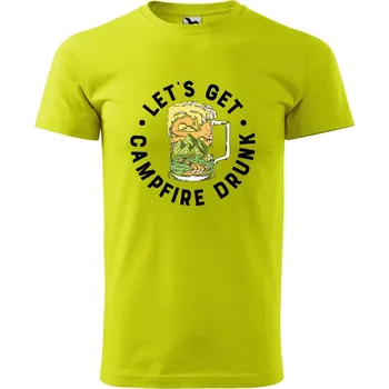 Pánské oblečení Pánské tričko s potiskem Campfire drunk Velikost: XS, Barva trička: Limetková