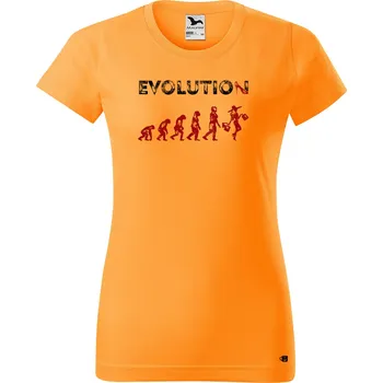 Dámské tričko s potiskem Evoluce nákupy Barva trička: Tangerine orange - A2, Velikost: M