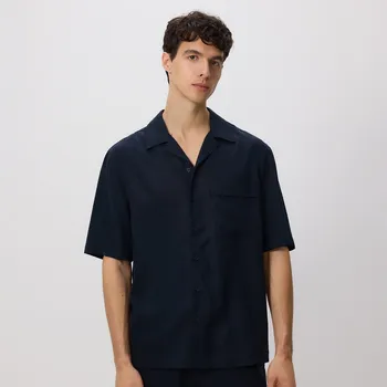 Pánská košile Reserved - Košile comfort fit z lyocellu - tmavomodrá - 253CA-59X - 253CA-59X-L