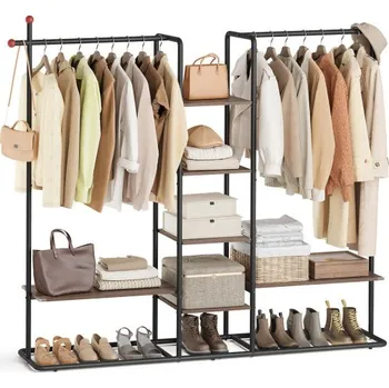 Šatní skříň Otevřená šatní skříň 163,6 cm černá hnědá