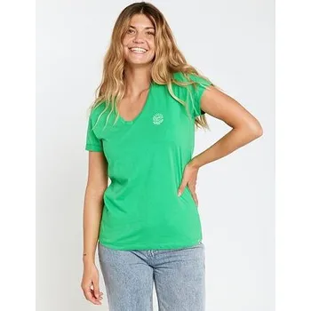 Pánské tričko Tričko Rip Curl RE-ENTRY V NECK TEE Green velikost M