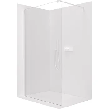 CERANO - Sprchová zástěna Walk-in Onyx Round L/P - 8 mm - kulatá vzpěra - bílá matná, transparentní sklo - 40x200 cm