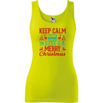 Dámské oblečení Dámské tílko s potiskem Keep calm Christmas Velikost: L, Barva: Limetková