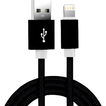 Datový kabel Rychlonabíjecí datový kabel USB A na iPhone Lightning 1 m nylonový opletený kabel 3A kabel pro iOS zařízení rychlé nabíjení a synchronizace černá