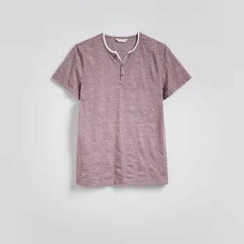 Reserved - Tričko henley slim fit - hnědá - WD055-83M - WD055-83M-3XL