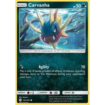Karetní hra Pokémon CEC 132/236 Carvanha - Cosmic Eclipse Stav: Near Mint, Verze: REVERSE HOLO