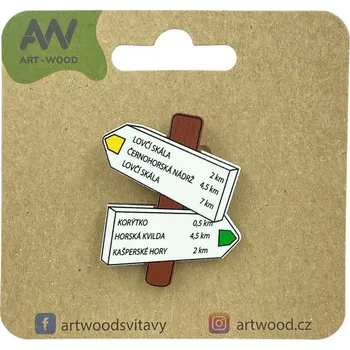 Brož art-wood.cz Dřevěná brož - Kam dál?