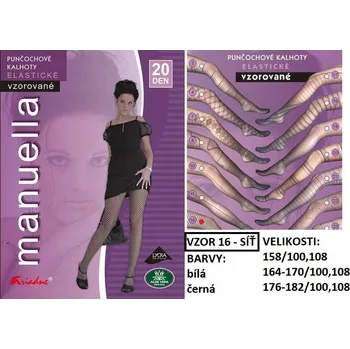 Dámské punčochy Dámské punčochové kalhoty ARIADNE MANUELLA vzor síť Velikost: 158 ČERNÁ