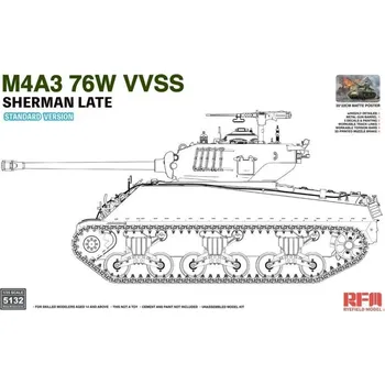 Plastikový model Ryefield model 1/35 M4A3 Sherman 76W VVSS Late (Standard version)