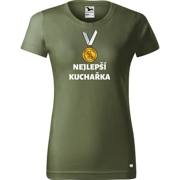 Dámské tričko s potiskem Nejlepší kuchařka Barva trička: Khaki - 09, Velikost: XL