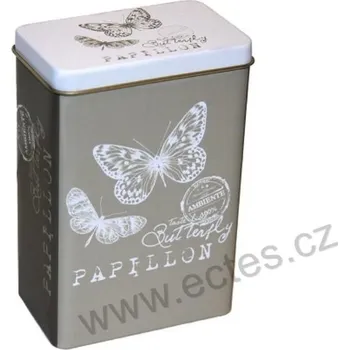 Dóza na potraviny PAPILLON plechová dóza na čaj 3071 černí a bílí motýlci
