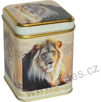 Dóza na potraviny LION plechová dóza na čaj 7420 fotografie lva s bohatou hřívou