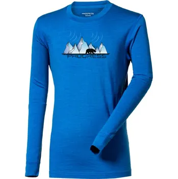 Dětské merino triko PROGRESS Stig Iceland modrý melír Velikost: 164/1