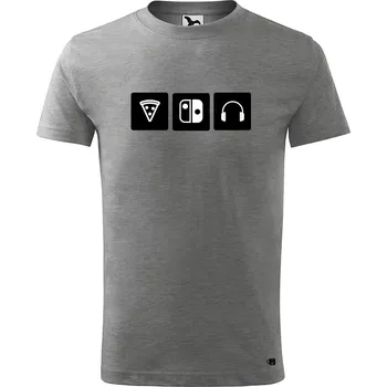 Dětské tričko s potiskem pizza Velikost: 110 /4 roky, Barva trička: Tmavě šedý melír