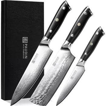 Kuchyňský nůž Sada profesionálních damaškových nožů PAUDIN 3ks