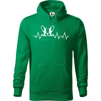 Pánská mikina Pánská mikina s potiskem Tep buldoček Velikost (muž): L, Vyberte barvu: Středně zelená