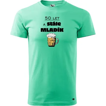 Pánské tričko Pánské tričko s potiskem 50 let a stále mladík Velikost: 4XL, Barva trička: Mátová