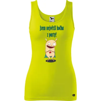 Dámské oblečení Dámské tílko s potiskem - Ta největší kočka z party Velikost: S, Barva: Limetková
