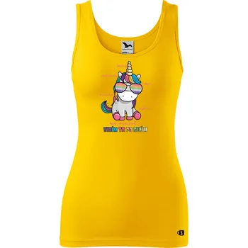 Dámské tílko s potiskem - Jednorožec Velikost: S, Barva: Žlutá