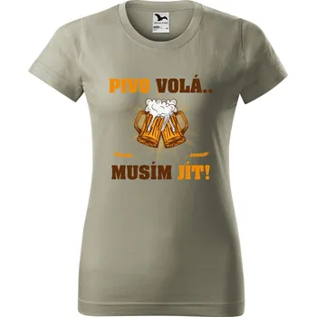 Dámské tričko Dámské tričko Pivo volá musím jít Barva trička: Světlá khaki - 28, Velikost: XL