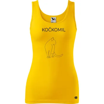 Dámské tílko s potiskem - Kočkomil Velikost: XL, Barva: Žlutá