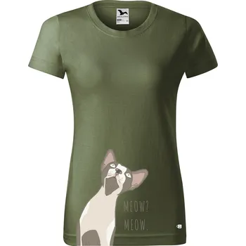 Dámské tričko s potiskem Sphynx Barva trička: Khaki - 09, Velikost: M