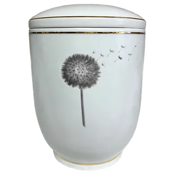 Smuteční dekorace Pohřební urna Diamant bílá | pampeliška