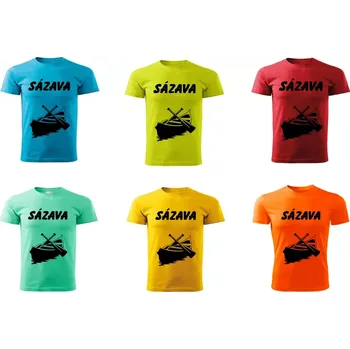 Pánské tričko Vodácké tričko Sázava pánské žluté M (tričko pro vodáky Sázava)