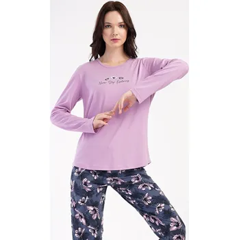 Dámské pyžamo Vienetta Dámské pyžamo dlouhé Violetta - výprodej Barva: Fialová, Velikost: 2XL