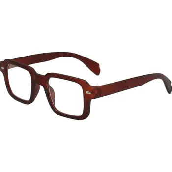 Brýle na čtení Hranaté plastové brýle na čtení +1,00 Ochrana proti modrému světlu Stylové brýle do kanceláře Pohodlné nošení Moderní design hnědá