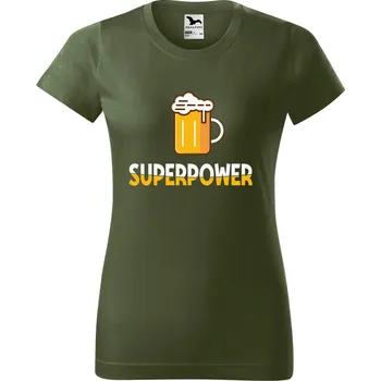 Dámské tričko Dámské tričko s potiskem Superpower Barva trička: Khaki - 09, Velikost: 2XL