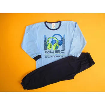 Dívčí pyžamo Arex, ČR Pyžamo dlouhý rukáv dvoubarevné potisk 2 Barva: světlemodrá+tmavěmodrá, Velikost: 122