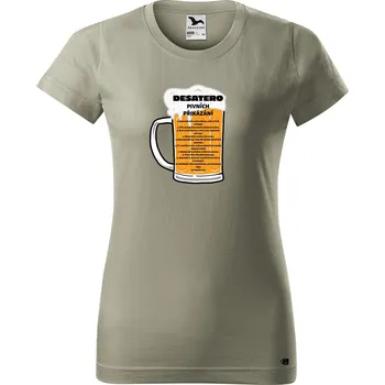 Dámské tričko Dámské tričko s potiskem Pivní desatero Barva trička: Světlá khaki - 28, Velikost: 2XL