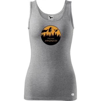 Dámské tílko s potiskem - Dobrodružství Velikost: XS, Barva: Tmavě šedý melír