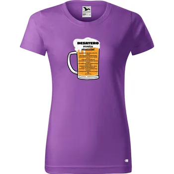 Dámské tričko s potiskem Pivní desatero Barva trička: Fialová - 64, Velikost: L