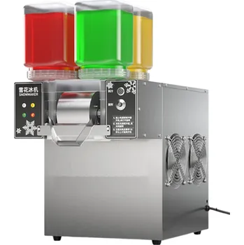 Komerční nerezový stroj na sněhovou zmrzlinu 4 barely příchutí 120kg/24h 750W 220V Vzduchem chlazený 42x57x31cm