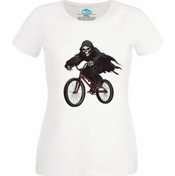Dámské tričko Kostlivec na kole Skeleton Bike Bmx (Velikost: 4XL, Barva: Bílá)