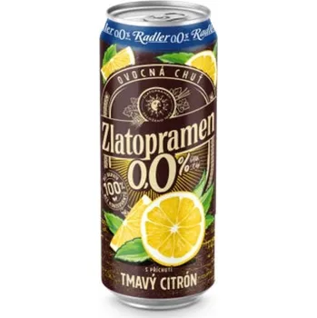 Pivo Zlatopramen Radler Tmavá citrón 0,0 % 500 ml plech