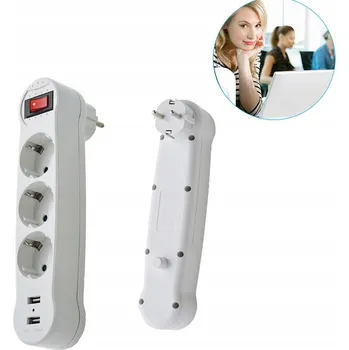 Elektrická zásuvka USB Rozbočka s prodlužovacím kabelem a více zásuvkami a porty 250V
