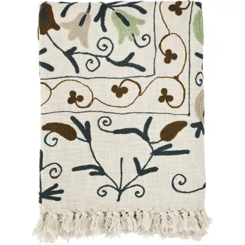 Přehoz na lůžko MADAM STOLTZ Vyšívaný bavlněný pléd Suzani 130 × 180 cm