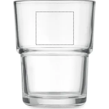 Jednorázové nádobí Skleněný kelímek s brčkem 400ml 100 FRONT UPPER, 35x40mm Tamponový tisk, 1 barva