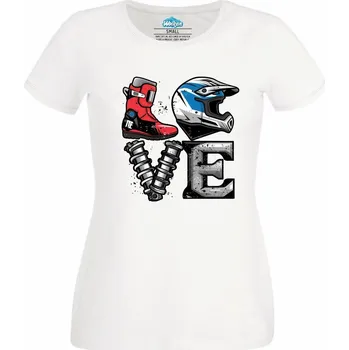 Dámské tričko Dámské tričko Motokrosová Láska (Velikost: 4XL, Barva: Bílá)